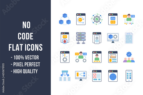 No Code Flat Icons