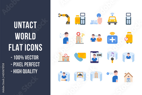 Untact World Flat Icons