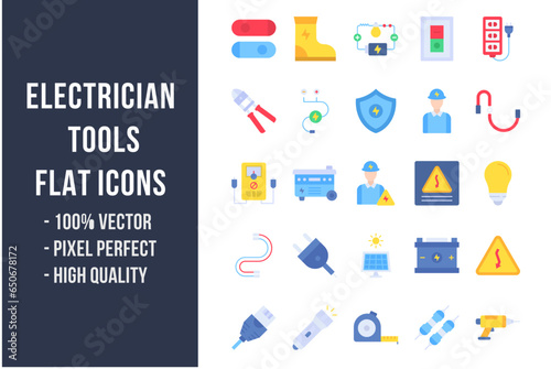 Electrician Tools Flat Icons