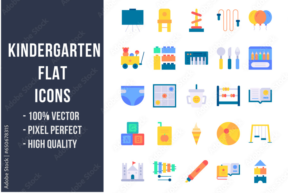 Kindergarten Flat Icons