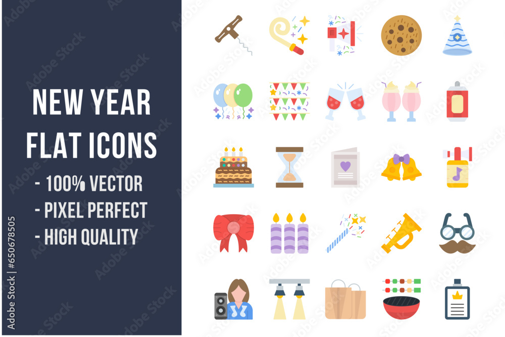 New Year Flat Icons