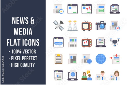 News and Media Flat Icons