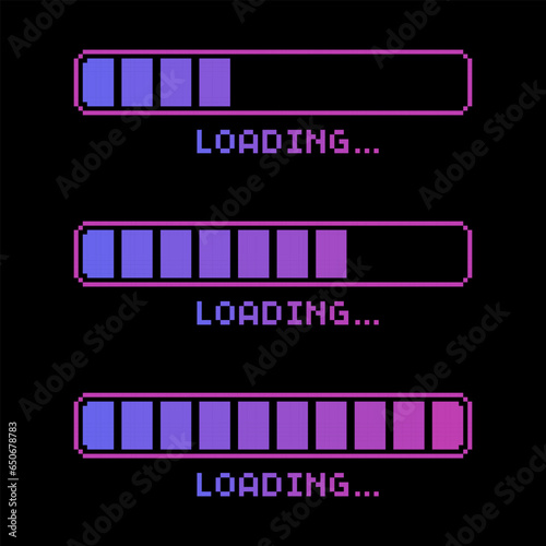 Progress Loading Bar purple pink gradient pixel art style