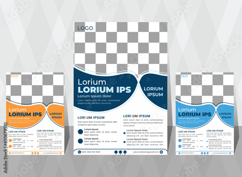 Flyer template layout design. Corporate business flyer mockup. Creative modern vector flier concept with dynamic abstract shapes on background. vector illustration template in A4 size