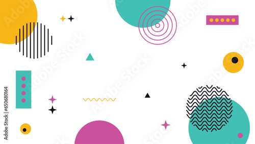 Abstract geometric background with circles, lines and dots. Vector illustration.