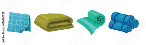 Terry Towel for Drying Body After Bath or Shower Vector Set