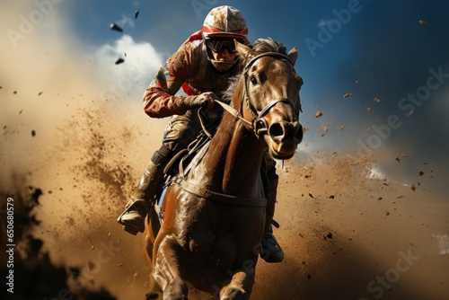 jockey  on racing horse © nataliya_ua