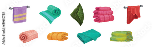 Terry Towel for Drying Body After Bath or Shower Vector Set