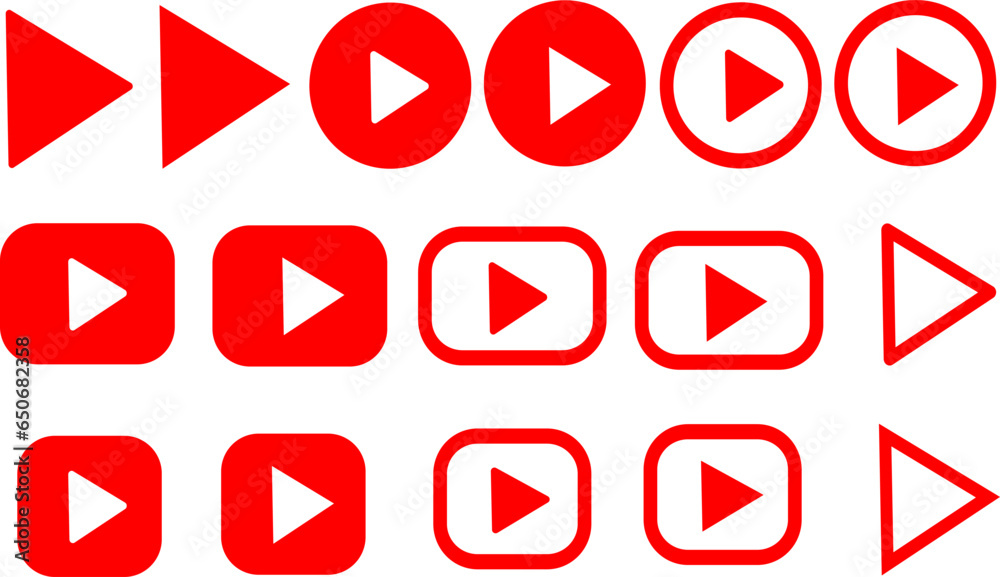 Play button set. Play buttons collection. Replaceable vector design. Play button set. Play buttons collection. Replaceable vector design.