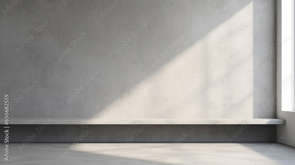 Grey empty wall with shadows and light. Minimal abstract background for product presentation Grey empty wall with shadows and light. Minimal abstract background for product presentation