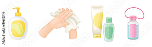 Hand Washing Hygiene For Sanitary Care Vector Set