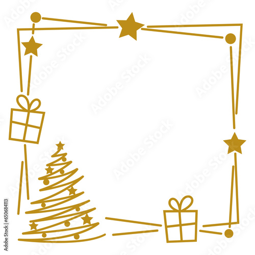 Christmas square frame svg, Winter monogram border with Christmas tree