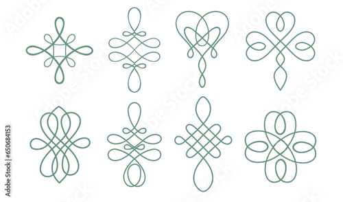 Set of Celtic symbol. Irish endless knots.