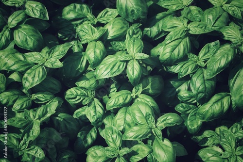 basil - close up of basil seedlings seen from above - green photo