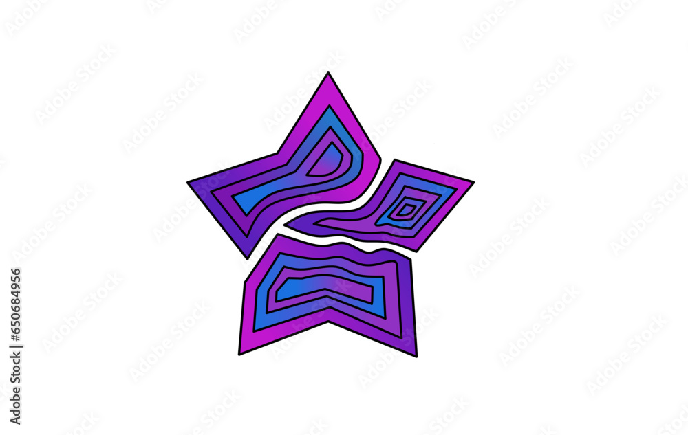Colorful Star Logo With Symbol Sign Icon