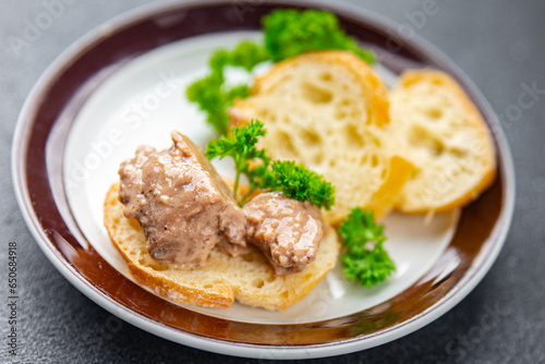 Cod liver delicious seafood appetizer meal food snack on the table copy space