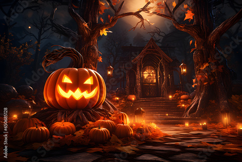 Halloween Pumpkin Magic: Enchanting 3:2 Images - Glowing Jack-o'-Lanterns and Autumn Charm