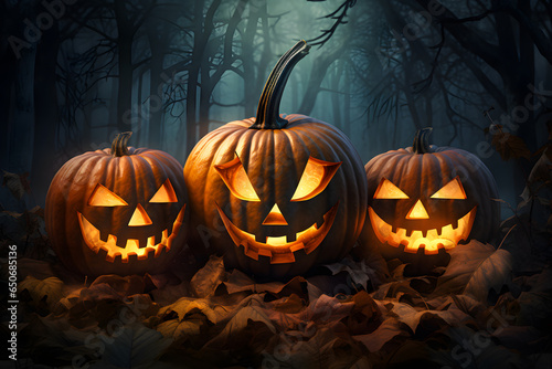 Halloween Pumpkin Magic: Enchanting 3:2 Images - Glowing Jack-o'-Lanterns and Autumn Charm