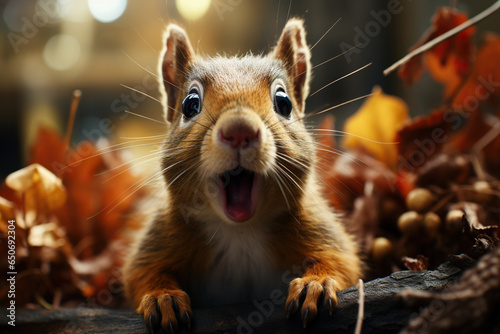 Squirrel with emotion expression of confusion photo