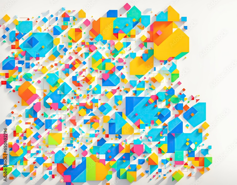 Illustration of multi-colored geometric shapes. AI generated.