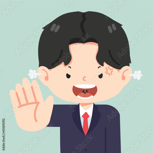 businessman showing hand as sign to stop