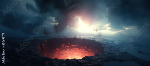 geothermal hole crust background, fire, volcano, lava, disaster 6 photo