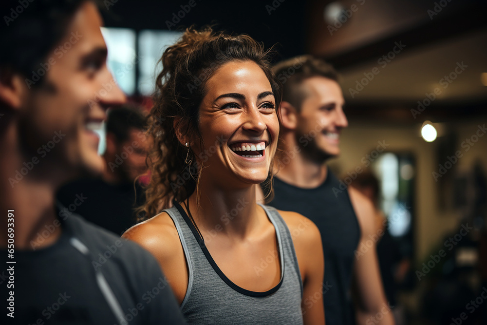 young latin american woman smiling in the gym