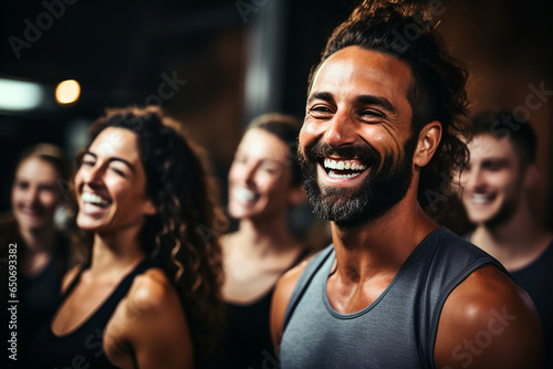 group of people in the gym having fun together