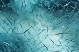 broken cracked blue glass texture close up