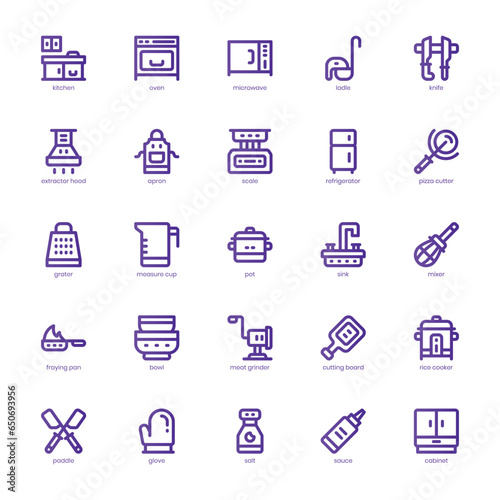 Kitchen Appliance icon pack for your website, mobile, presentation, and logo design. Kitchen Appliance icon basic line gardient design. Vector graphics illustration and editable stroke.