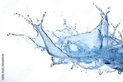 Splashing of blue water on white background