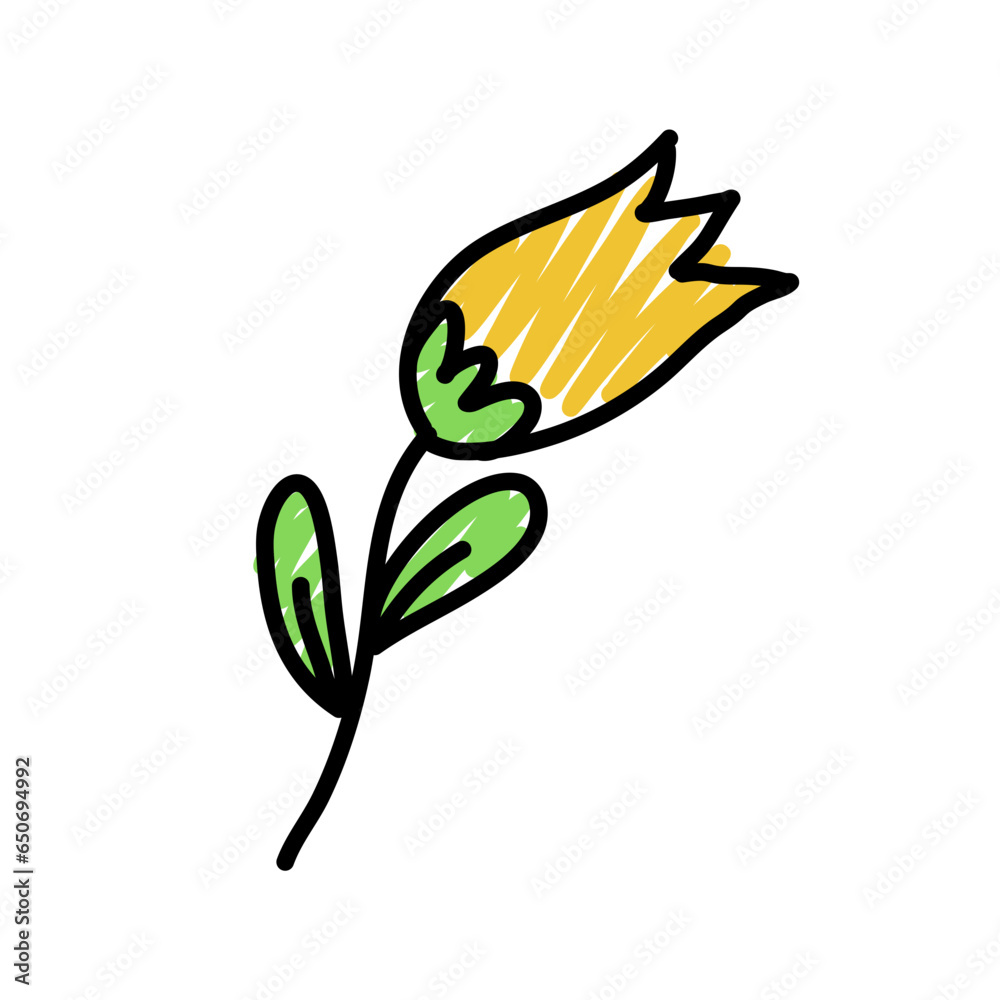 Flower plant childish hand drawn