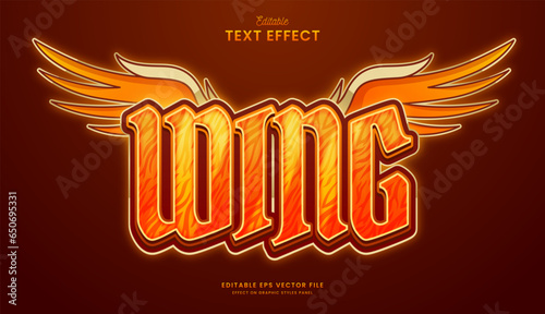 decorative fire phoenix wing editable text effect vector design