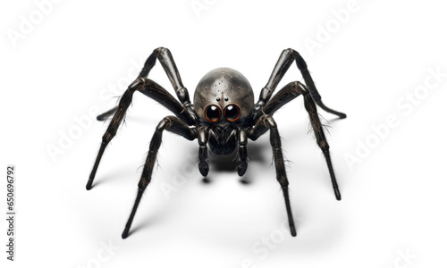 scary big skinny black spider, png file of isolated cutout object with shadow on transparent background.