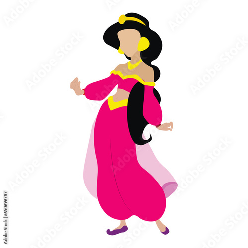 Princess Jasmine from the cartoon Aladdin. Vector