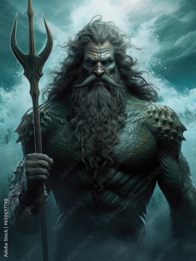 Obraz premium Poseidon, god of the seas. Digital art.