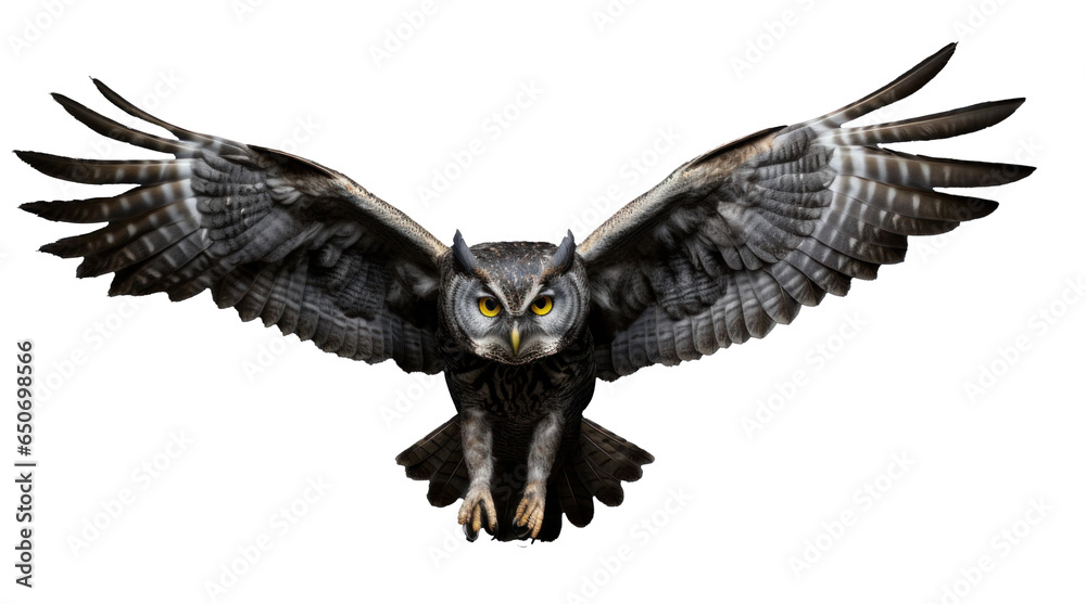 flying owl, png file of isolated cutout object with shadow on transparent background. flying owl, png file of isolated cutout object with shadow on transparent background.