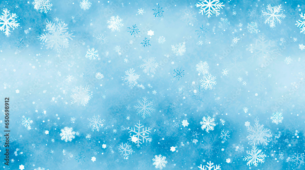 Winter texture with snowflakes, frost and a cold winter vibe. Seamless or repeatable pattern. 