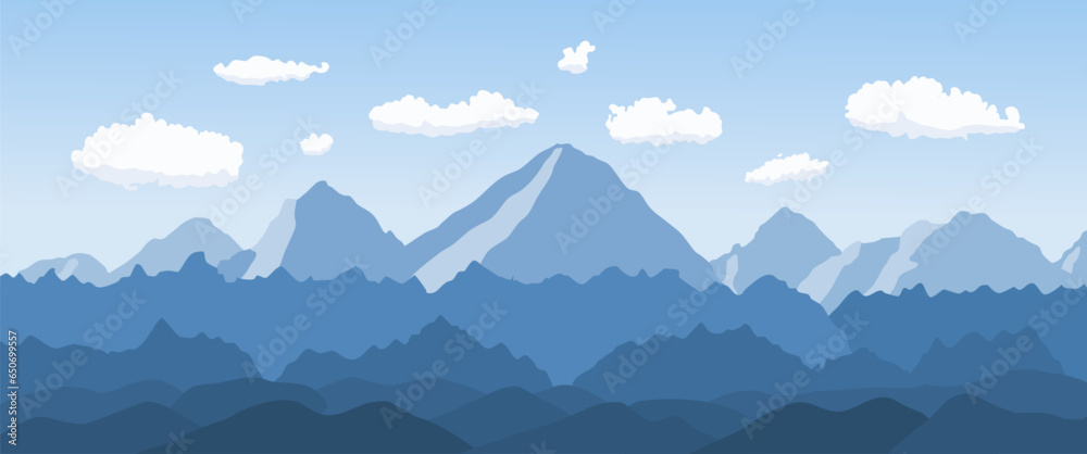 Mountain landscape - rows of Alaska mountains vector