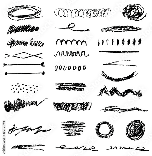 Set of black scribble. Dirty artistic design elements.