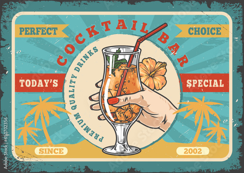 Cocktail bar vintage flyer colorful