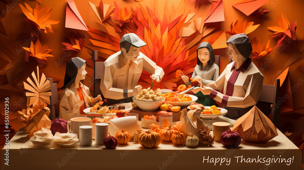 Origami Thanksgiving Dinner Poster