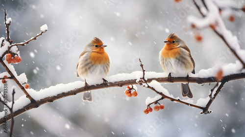 Winter Birds in Snow, winter snow