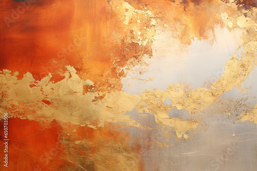 Abstract red painting background with gold