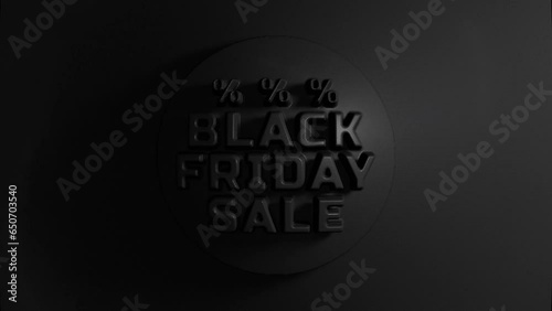 Restrained elegance banner for sales on Black Friday. Ad banner. Sale black friday shopping event. Design for market or retail space 3D
