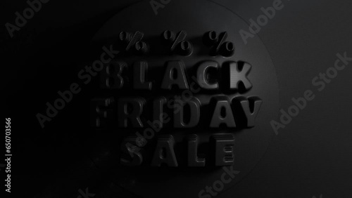 Restrained elegance banner for sales on Black Friday. Ad banner. Sale black friday shopping event. Design for market or retail space 3D
