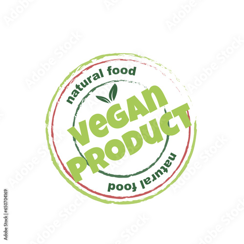 Vegan and natural products sticker, label, badge and logo.
Ecology icon. Logo template with green leaves for organic and eco friendly products. Vector illustration