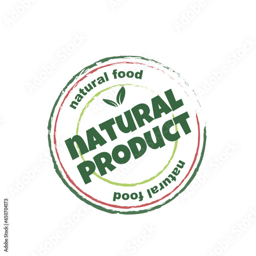natural products sticker, label, badge and logo.
Ecology icon. Logo template with green leaves for organic and eco friendly products. Vector illustration