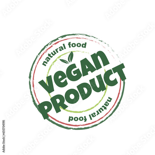 Vegan food and natural products sticker, label, badge and logo.
Ecology icon. Logo template with green leaves for organic and eco friendly products. Vector illustration