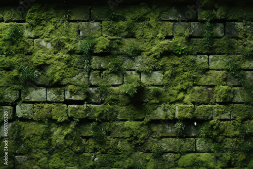 a green mossy wall of brick, in the style of experimental filmmaking